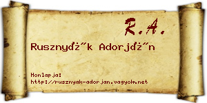 Rusznyák Adorján névjegykártya
